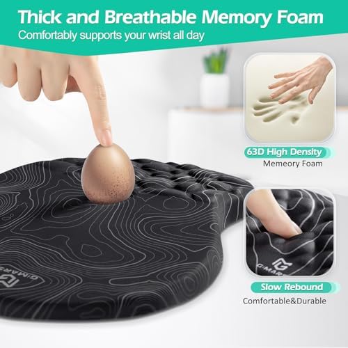 Gimars Upgrade Ergonomic Mouse Pad Wrist Rest with Memory Foam Massage Bump, Enlarge [ 30% Larger Moving Space] Mouse Pad Wrist Support with Nonslip PU Base for Laptop, Computer, Gaming & Office - Image 6