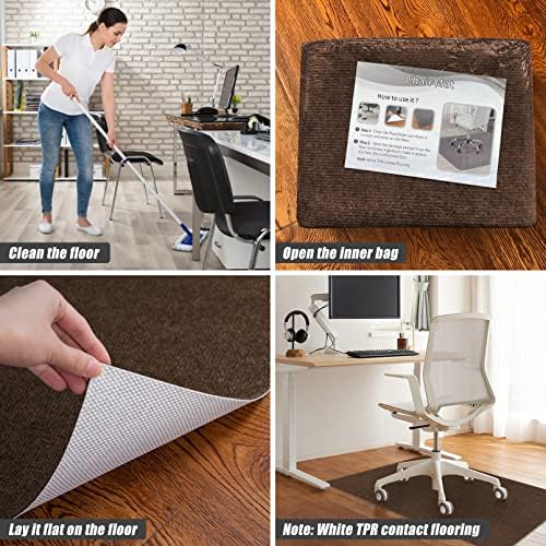 Sycoodeal Office Chair Mat for Hardwood Floor,Office Computer Gaming Chair Mat for Tile Floor,Large Floor Protector Rug,Anti-Slip,Easy to Clean,Coffee(48"x60") - Image 7