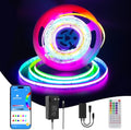 RGB Smart IC COB LED Strip Light 18ft Addressable Chasing Color 12V LED Light Strip Multicolored Flexible RGB Lights Kit with Music Mode for Party, Decoration, Home DIY Lighting Projects by GINGSOW