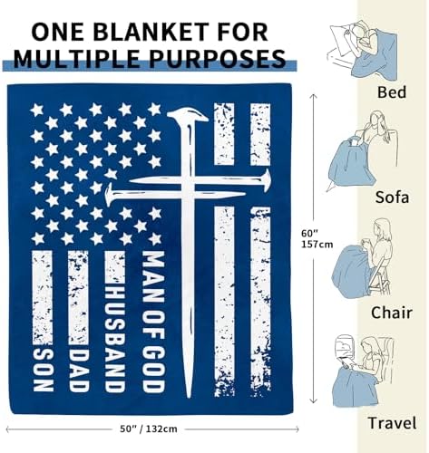 Christian Gifts for Men, Flannel Soft Man of God Blanket Decor, Religious Gifts for Men on Fathers Day Birthday Christmas, Spiritual Catholic Baptism Faith Based Gift for Man - 50" x 60" - Image 3