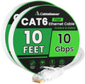 CableGeeker Cat 6 Flat Ethernet Cable 10ft 2Pack, 10Gbps, White by CableGeeker