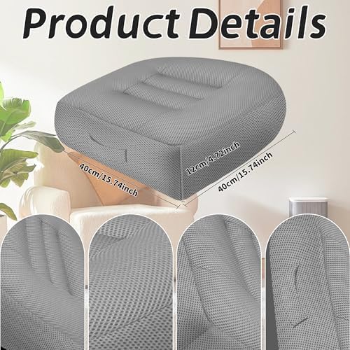 Car Booster Thick Height Adjustable Seat Cushion with Breathable Mesh Cover, Portable Seat Cushion for Driving, Office Chairs Wheelchairs Trucks SUV's and Home Use Gray - Image 3