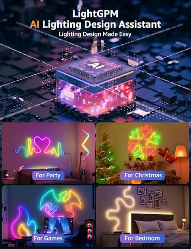 Lepro N1 AI Smart RGB Rope Lights for Christmas, Personalized AI Lighting Designer, LightBeats Music Sync, Color Segment DIY, Voice Control Via App, 9.84ft Wi-Fi & Bluetooth LED Strip Lights - Image 5