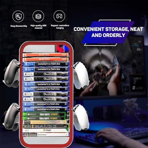 Game Storage Tower Compatible with PS5/ Xbox/Switch, Red - Image 6