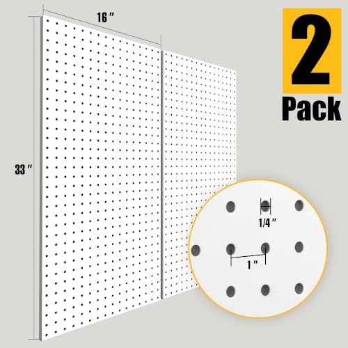 2 Pcs Metal Peg board Panels, White Peg boards Kit Wall Organizer - Image 3