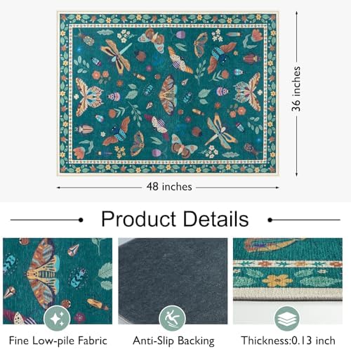 Anidaroel 36"x48" Office Chair Mat for Hardwood Floor, Anti-Slip Floor Mat for Office Chairs, Insect Print Office Rugs for Rolling Chairs, Low Pile Dark Green Desk Chair Mats for Hardwood - Image 4