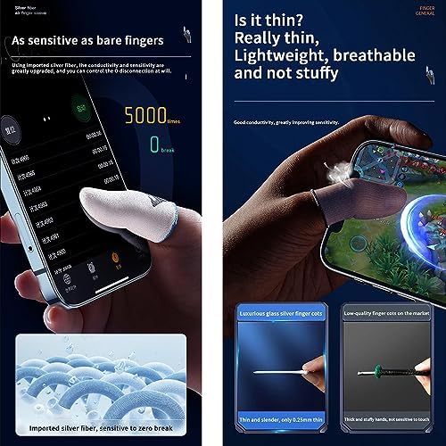 1 Pair Gaming Finger Sleeves Anti-Sweat for Mobile Game Controllers, slip Breathable Thumb Finger Cots for G/LOL, 5x5cm - Image 2