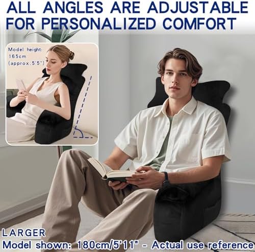 YDCEULARDOH Reading Pillow for Bed Adult – Large Bed Pillow with Arms, Supportive Back Pillow for Sitting Up in Bed for Reading, Watching TV, or Gaming - Image 3