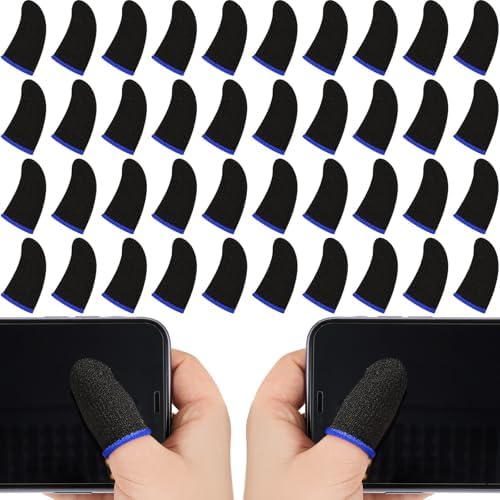 Jiuguva 120 Pcs Gaming Finger Sleeves Anti Sweat Breathable Thumb,Blue by Jiuguva