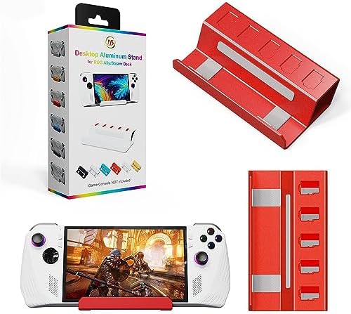 Desktop Bracket Holder for Rog Ally for Steam Deck Aluminum Alloy Stand Base Game Console Stand Playstand Mount with 5 Card Storage Slot Design (red) - Image 2