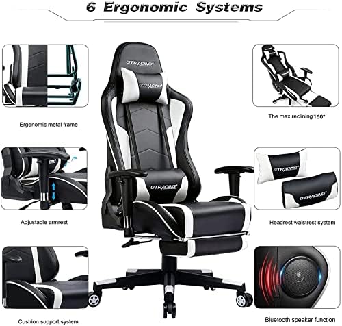 GTPLAYER Gaming Chair with Footrest Speakers Video Game Chair Bluetooth Music Heavy Duty Ergonomic Computer Office Desk Chair - Image 4