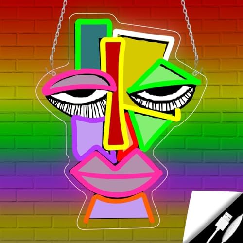 Abstract Face Neon Sign,Uv Print Abstract Art Led Light up Signs for Wall Decor,Bar,Cafe,Trendy Restaurant,Game Room Decor Party,The Best Art Gifts - Image 6