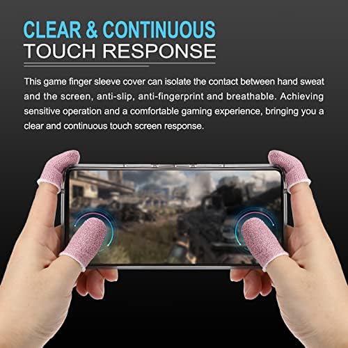MECCANIXITY Mobile Gaming Finger Sleeve Controller Finger Thumb Sleeve Gloves Pink/White, Carbon Fiber Anti-Sweat Breathable, for Mobile Phone Game, Pack of 20 - Image 5