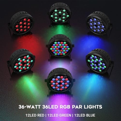 36W 36LEDs RGB Stage Par Lights by Remote DMX Control - 2Pack - Image 2