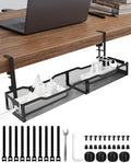 Cable Management Under Desk 25'' Metal Cord Organizer, Black by KUAILEYA
