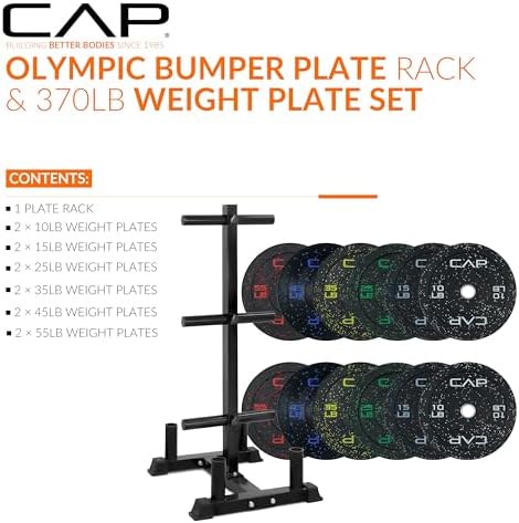 CAP 2-inch Olympic Bumper Plate Weight Set | 100-370 lbs | Multiple Colors | Storage Rack Optional - Image 2