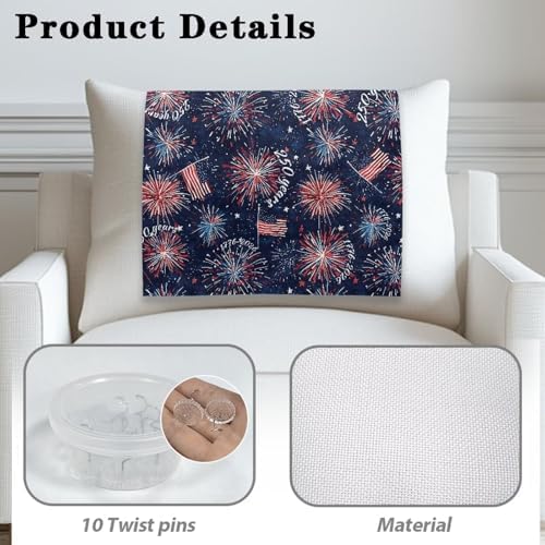 250th Anniversary Fireworks Recliner Headrest Protector 26x16 Inch - Polyester Fabric, Decoration & Breathable Chair Cover with Anti-Slip Base, Easy to Install for Home/Office - Image 4