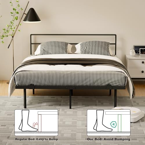 AGXI Full Size Bed Frame with Headboard, 14 Inch Floating Bed with Smart LED Lights and USB Charging Station, Easy Assembly, No Box Spring Needed - Image 6