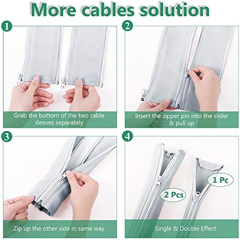StangH Office Cable Management Sleeve kit 39 Inches, 2 Pieces -White - Image 4