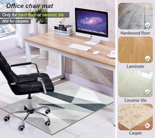 Office Chair Mat for Hardwood Floor,55"*35" Under Desk Mat, Computer Chair Rug,Anti-Slip Floor Protector for Tile Floor Home Office Black White - Image 4