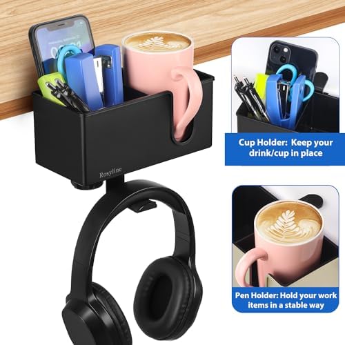 Rosyline 3-in-1 Clip-on Cup Holder for Desk with Desktop Organizer - Image 5