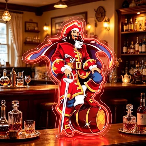 Captain Morga Neon Sign, Rum LED Neon Lights for Wall Decor Beer Signs for Man Cave Home Bar Beer Club Pub Bistro Party Decor Gift Dimmable USB Powered(15.74"*12.99") - Image 6