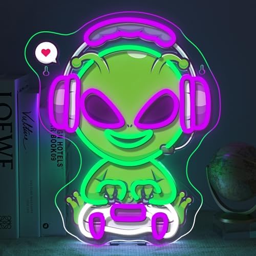 Alien Neon Sign For Men Game Room Sign Teen Boys Bedroom by gamerneon
