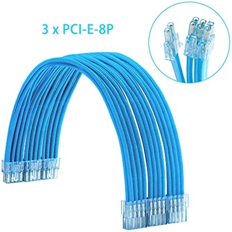 Formulamod Sleeve Extension Power Supply Cable Kit 18AWG ATX 24P+ (2) EPS 8-P+ (3) PCI-E8-P with Combs for PSU to Motherboard/GPU (SkyBlue) - Image 3