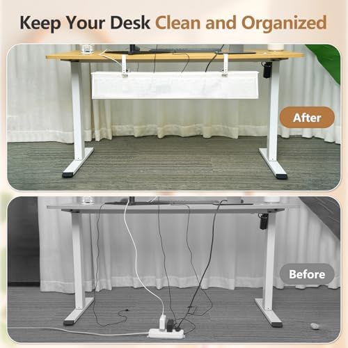 SHUWEI 36" Under Desk Cable Management Tray, Premium Mesh Cable Management for Desk, Clamp/Screw Mount Cable Tray for Office and Home (White, 35.6" L) - Image 5