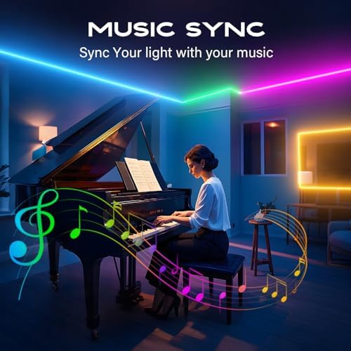 CHARKEE 110FT LED Strip Lights for Bedroom, RGB Color Changing Lights with Music Sync, Bluetooth App & Remote Control, 24V LED Light Strip for Room, Kitchen, Party & Home Decor (1 Roll) - Image 4