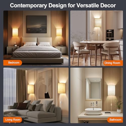 Yunaking Plug in Wall Sconces Set of Two Wall Lights with On/Off Switch - Image 6