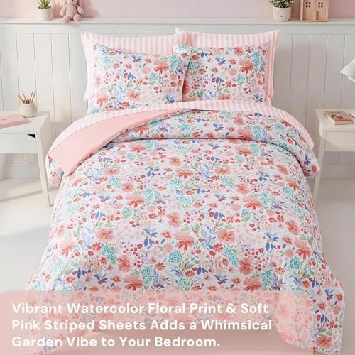 Full Size Comforter Sets for Girls - 7 Pieces Floral Full Size Bedding Sets - Image 5