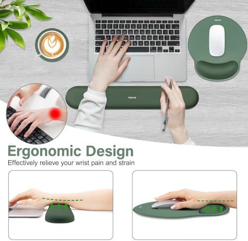 MOSISO Wrist Rest Support for Mouse Pad&Keyboard Set, Midnight Green - Image 3