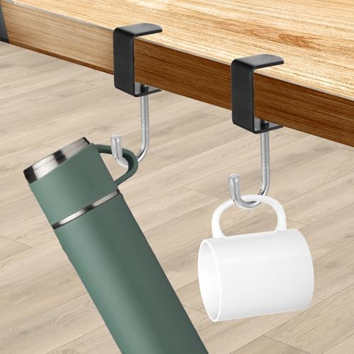 cobee Clamp-On Under Desk Hooks, Desk Mount Hanging Bag Holder Metal Hook - Image 5