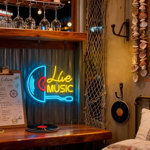 Live Music Neon Sign Vinyl Record LED Wall Light for Music Room Decor - Image 4