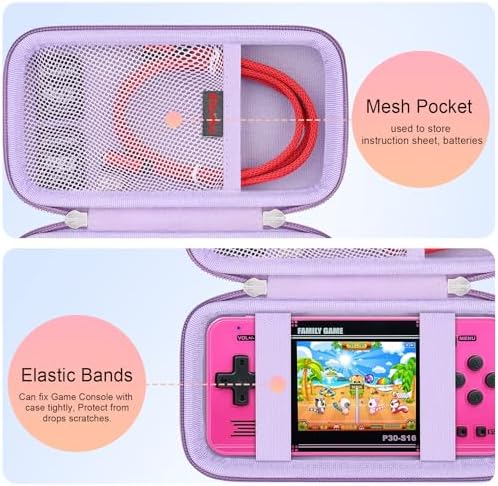 Elonbo Carrying Case for TaddToy/WELLST·G/Beijue/FAMILY POCKET/CCTU/X- JOYKIDS/GREENCREEK/Beico/KAVOYI/GuaiyeyeAP/TEBIYOU Handheld Game Console, Portable Electronic Gaming Player Bag, Purple - Image 3