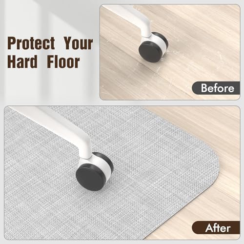 Blvornl Office Chair Mat for Hardwood Floor, Computer Chair Mat, 36"x 48" | Waterproof, easy to clean, suitable for hardwood, laminate, Rattan Woven Pattern, Durable Solid PVC Material, Light Grey - Image 6