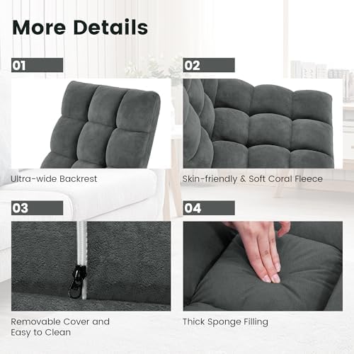 Murago Floor Chair with Back Support, 14 Adjustable Position, Dark Grey | Japanese Meditation Folding Floor Seating, Gaming Chair Recliner with Comfy Cushion, for Adults, Living Room - Image 6