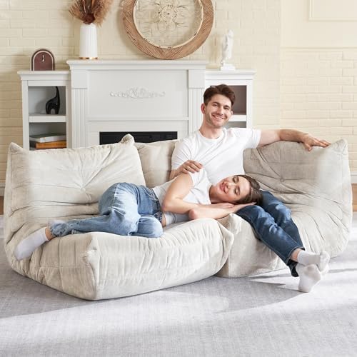 HABUTWAY Giant Bean Bag Chairs Lazy Sofa for Adults,Corner,Beige | Memory Foam Bean Bag Chairs,Fireside Corner Chair,Lazy Floor Corner Sofa for Living Room, Bedroom, Dorm, Office - Image 3
