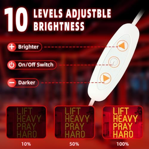 Lift Heavy Pray Hard Neon Sign Dimmable Gym Nron Light for Home Gym Christian Inspirational LED Sign Lift Heavy Light Up Sign for Bedroom Office Gym Gifts Neon Wall Arts for Guys Girls - Image 3