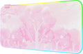 Pink RGB LED Gaming Mouse Pad, 14 Modes Glow Pad, Extra Large Gaming Mousepad,Waterproof Rubber Non Slip Cute Sakura Mat, Extended Big Keyboard and Mouse Pad Mat for Gamer Office Home, XXL 800×300×4mm by Mytrix