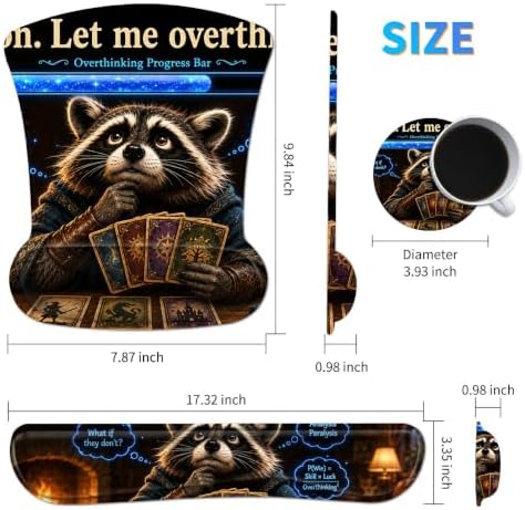 3-in-1 Ergonomic Memory Foam Keyboard Wrist Rest Pad Set, Raccoon - Image 2