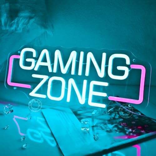 SYLHOME Gaming Zone Led Neon Light Sign Gamer Game Room Man Cave Wall Decor - Image 2