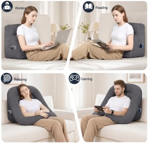 Reading Pillow for Bed Adult, 2-in-1 Back Rest Pillow for Sitting Up - Image 6