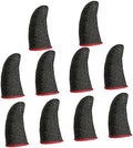10 Pcs Anti-Sweat Finger Cots for Gaming Refreshing Finger Sleeves Stylish Red Trim Silver Fiber Material for Mobile Gamers by HAKIDZEL