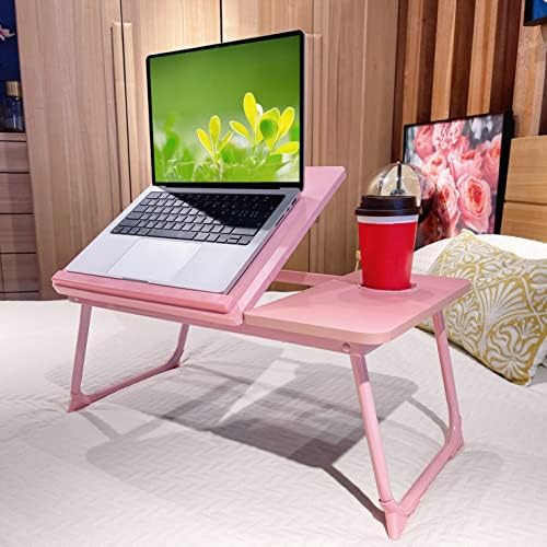 CloudTrip Laptop Desk for Bed or Couch, Lap Desk, Woking in Bed Desk, Home Office Desks, Breakfast Tray, Desk with Cup Holder, Watching Movies in Bed, Laptop Stand for Bed, Fordable Legs Desk (Pink) - Image 2