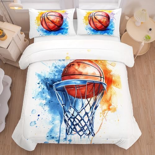5 Pieces Basketball Comforter Set Boys,Full Comforter Bedding Set for Teens,Boys Full Comforter Sets,Basketball Bedding Twin,Sports Comforter Full 5Pcs - Image 2