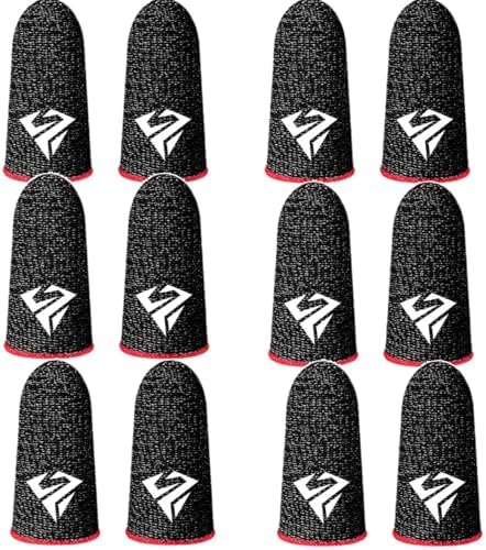 6 Pairs Finger Sleeves for Gaming, Gaming Finger Sleeves, Thumb Sleeves Mobile Gaming Controller, Cell Phone Gaming Finger Sleeves for Mobile Game, Anti Sweat, Breathable (Red) by Unknown