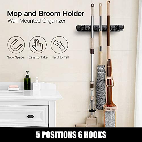 IMILLET Mop and Broom Holder, Wall Mount Organizer Storage Tool Rack - Image 3