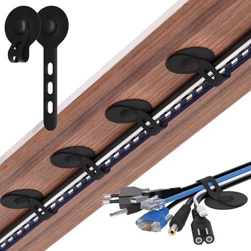 Cable Management Under Desk, Adhesive Cable Ties, 20Pack-Black by ELECTRONICSORGANIZATION